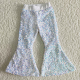 White Sequin Girls Pants