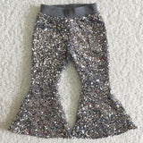 Gray Sequin Girls Pants