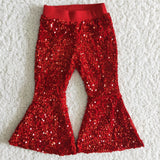 Red Sequin Girls Pants