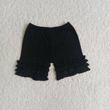 Black Ruffles Girls Plain Shorts
