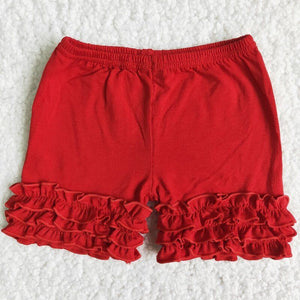 Red Ruffles Girls Plain Shorts