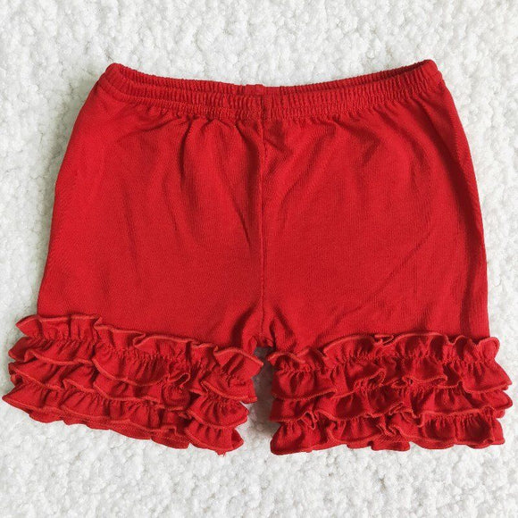 Red Ruffles Girls Plain Shorts