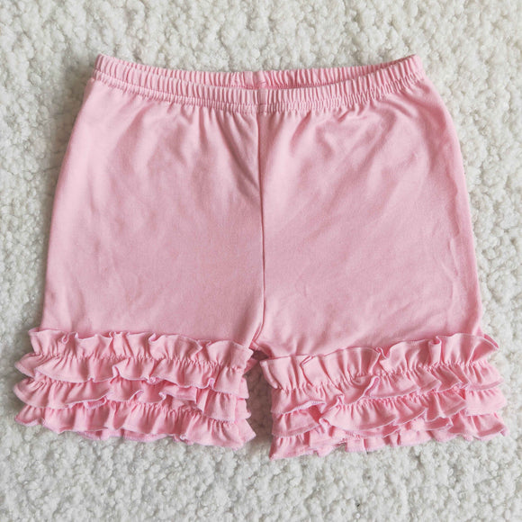 Pink Ruffles Girls Plain Shorts