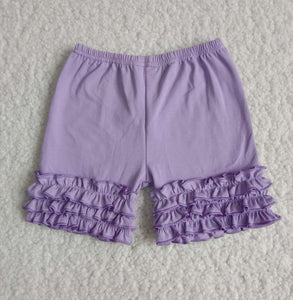 Purple Ruffles Girls Plain Shorts