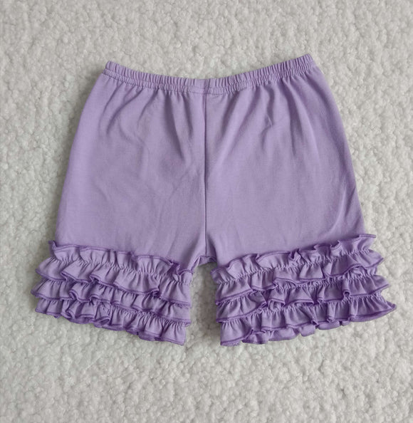 Purple Ruffles Girls Plain Shorts