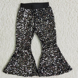 Black Sequin Girls Pants