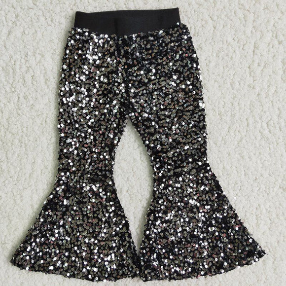 Black Sequin Girls Pants