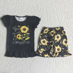 Black Sunflower Girls Shorts Sets