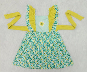 Sunflower Belt Girls Flutter Sleeve Dress