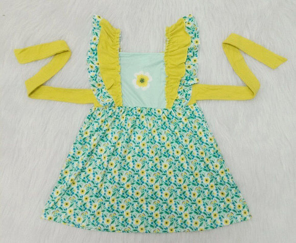 Sunflower Belt Girls Flutter Sleeve Dress