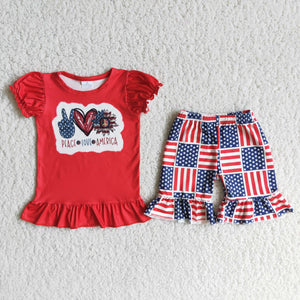 Promotional Peace Love America Red Girls 4th of July Outfits