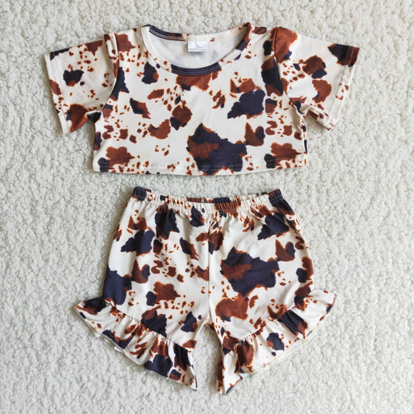 Promotional Cow Print Girls Shorts Sets