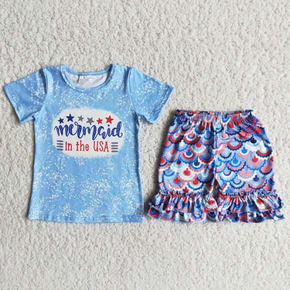 Promotional Mermaid in the USA Girls 4th of July Outfits