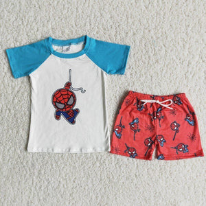 Cartoon Red Blue Boys Shorts Sets