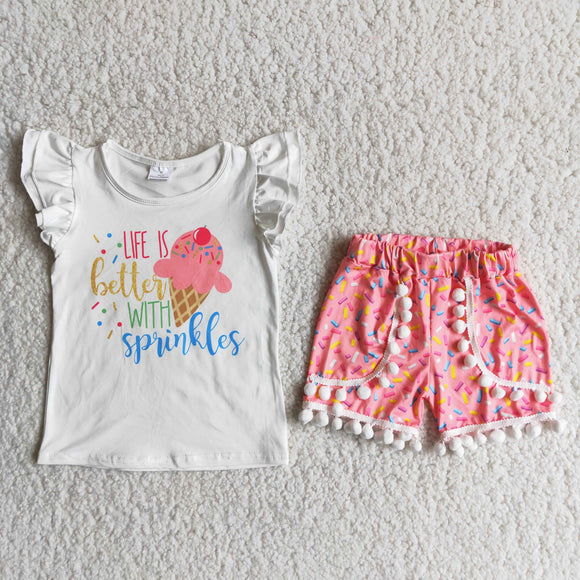 Promotional Life is Better Pompom Girls Shorts Sets