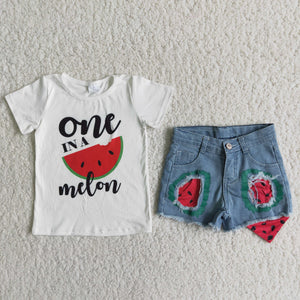 Watermelon Jean Girls Shorts Sets