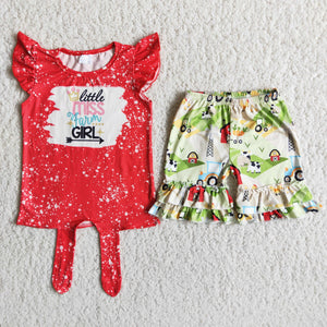 Promotional Little Miss Farm Criss-Cross Girls Shorts Sets