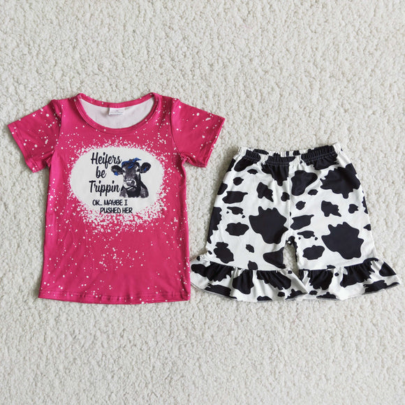 Promotional Heifers Hot Pink Girls Shorts Sets