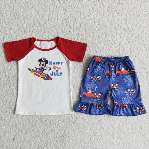 Cartoon Happy Girls 4th of July Outfits