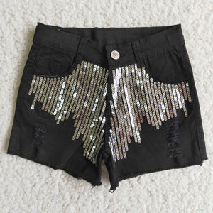 Summer Girls Sequin Jean Shorts