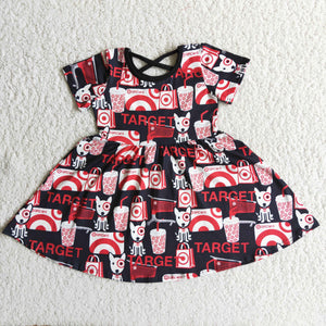 Promotional Cartoon Dog Girls Short Sleeve Dress