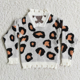 Leopard Print Gray Kids Sweaters