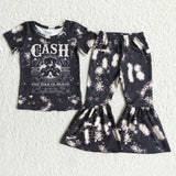 Promotional Cash Black Girls Short Sleeve+Trousers Sets