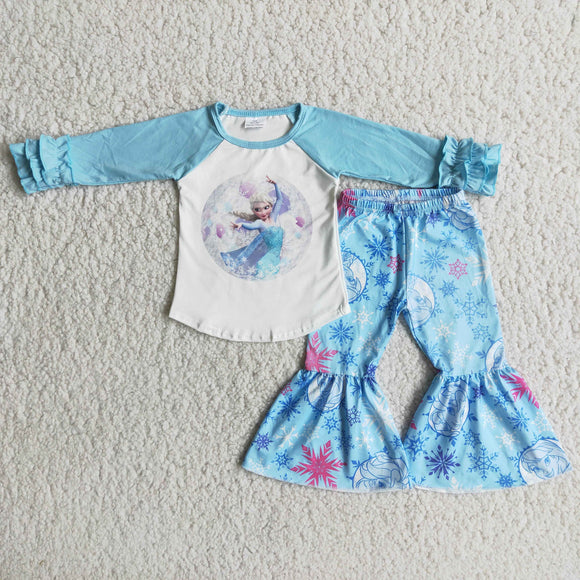 Promotional Cartoon Princess Girls Long Sleeve+Trousers Sets