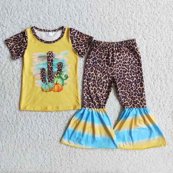 Cactus Pumpkin Girls Short Sleeve+Trousers Sets