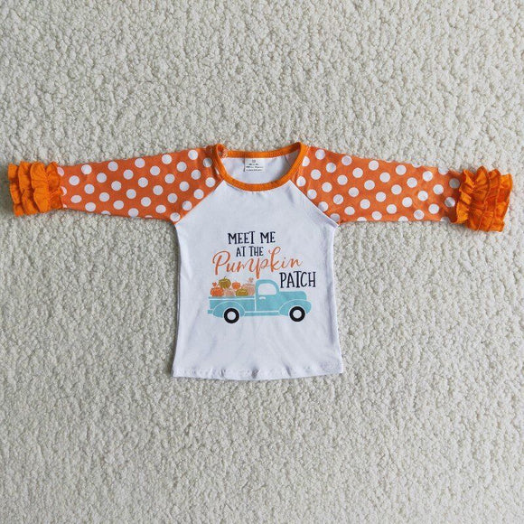 Promotional Pumpkin Patch Orange Girls Long Sleeve Top