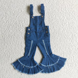 Distressed Kids Suspender Flared Jeans Pants