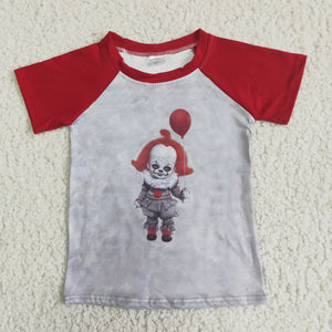 Red Gray Boys Halloween Top