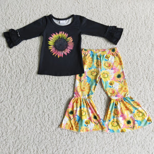 Promotional Sunflower Girls Long Sleeve+Trousers Sets