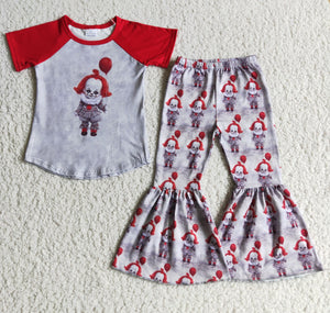 Clown Balloon Red Gray Girls Halloween Outfits