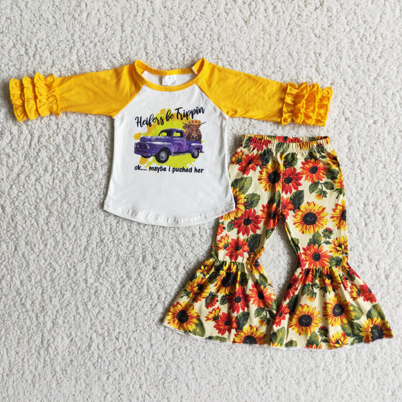 Promotional Heifer Sunflower Girls Long Sleeve+Trousers Sets