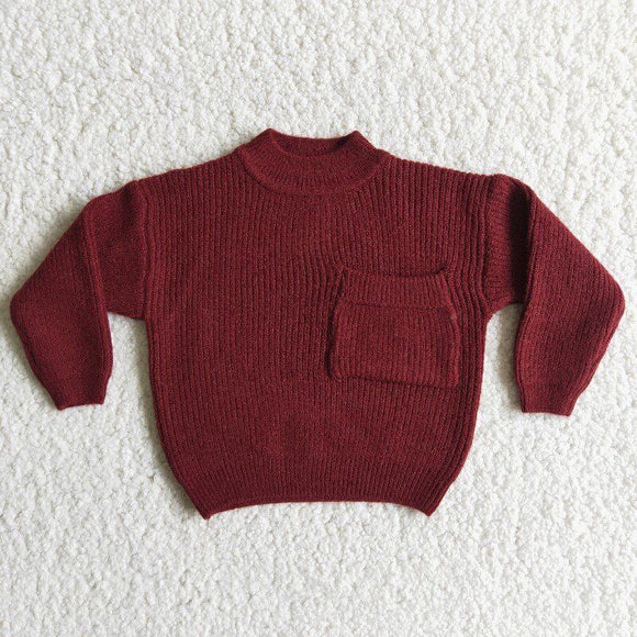 Promotional Dark Red Pocket Kids Sweaters