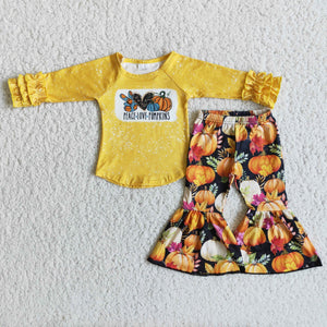 Pumpkin Yellow Girls Long Sleeve+Trousers Sets