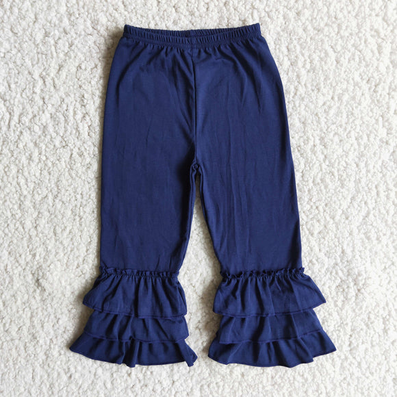 Navy Ruffles Girls Loose Pants