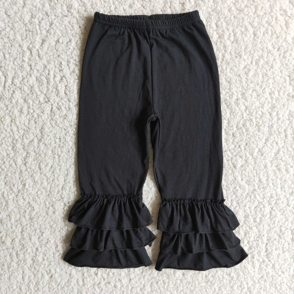 Black Ruffles Girls Loose Pants