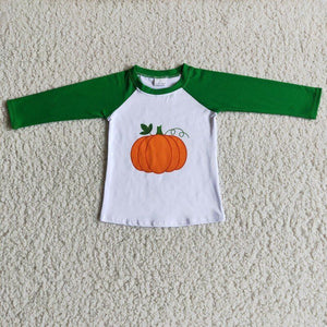 Promotional Pumpkin Green White Boys Long Sleeve Top