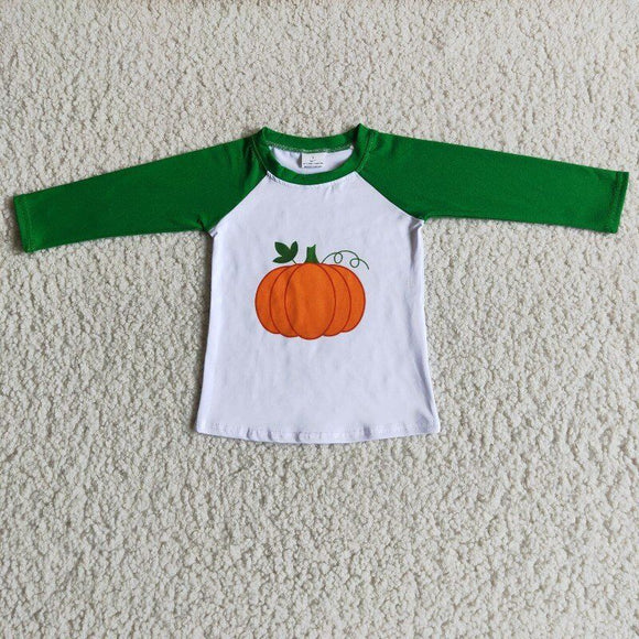 Promotional Pumpkin Green White Boys Long Sleeve Top