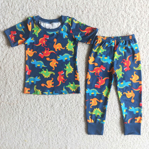 Dinosaur Navy Boys Short Sleeve Pajamas