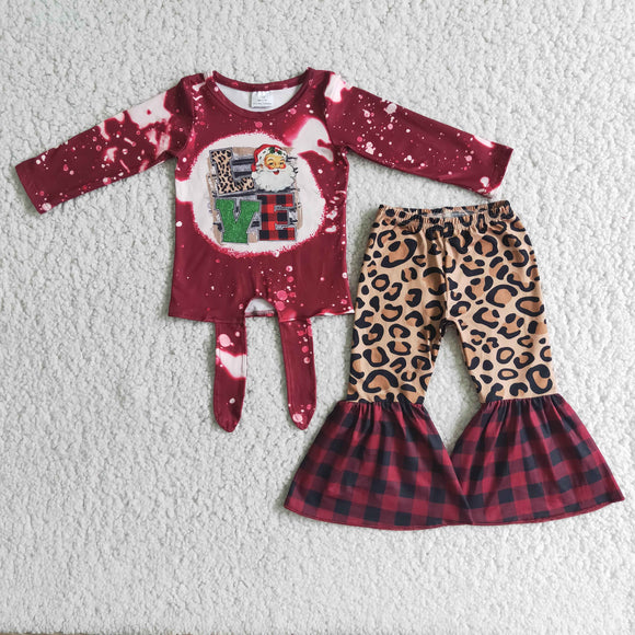 Love Santa Criss-Cross Red Plaid Girls Christmas Outfits