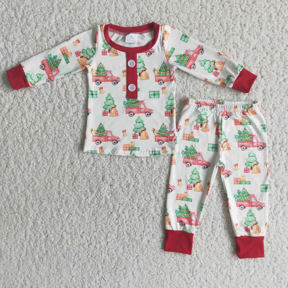 Promotional Car Tree Boys Christmas Pajamas