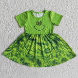 Promotional Cartoon Smile Green Girls Christmas Dress