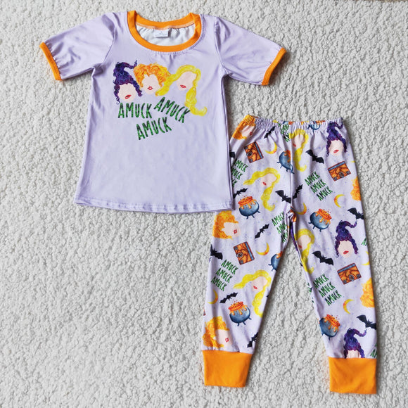 Orange Girls Halloween Pajamas