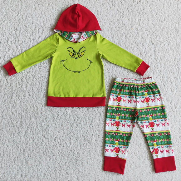 Promotional Cartoon Smile Hoodie Sets Boys Christmas Outfits