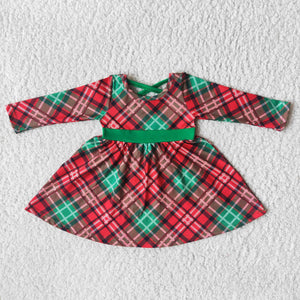 Promotional Plaid Criss-Cross Girls Christmas Dress