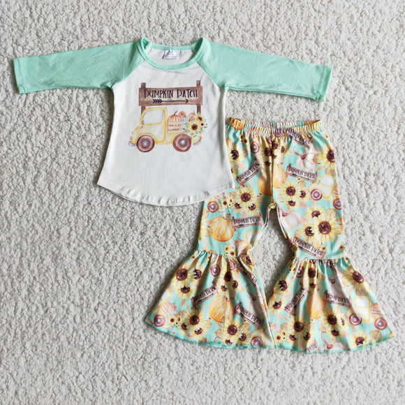 Pumpkin Patch Sunflowers Girls Long Sleeve+Trousers Sets