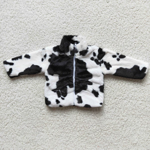 Cow Print Kids Plush Coat